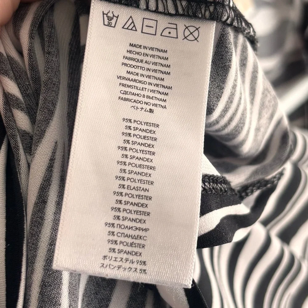 MICHAEL Michael Kors Black White Abstract Zebra Cowl Neck Top Size S - Picture 4 of 5